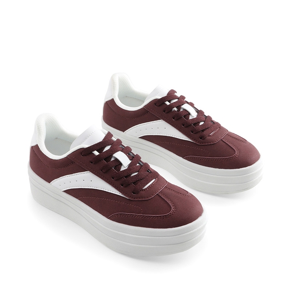 [Val] Retro Platform Fashion Sneakers - WINE RED - 5